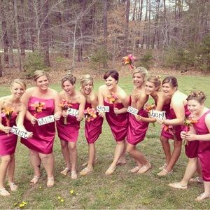 David’s bridal bridesmaid pink dress